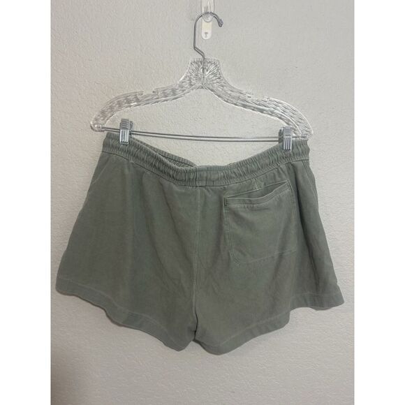 Athleta Farallon Shorts Deep Fern Green Organic Knit‎ Pull On Pockets Elastic M - Picture 3 of 3